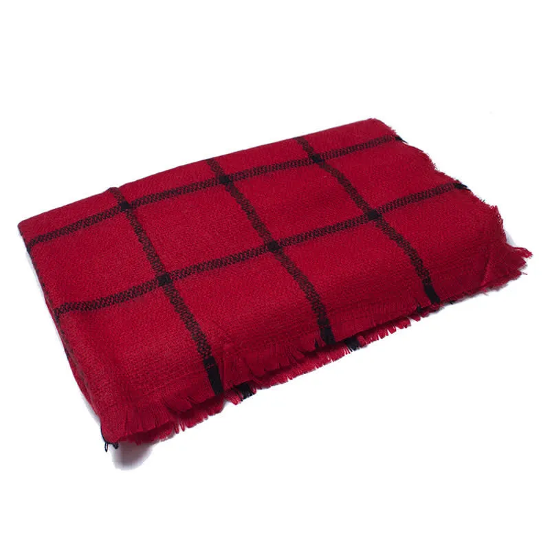 Unisex Transitional Checked Plaid Check Fringe Scarf sold by FloralTrip product image thumbnail 5