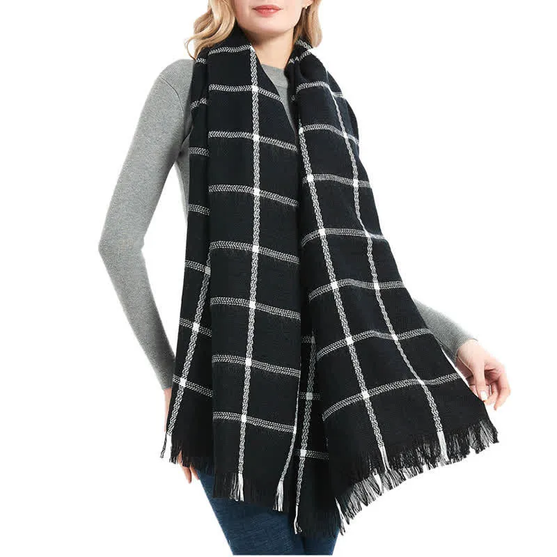 Unisex Transitional Checked Plaid Check Fringe Scarf sold by FloralTrip product image thumbnail 4