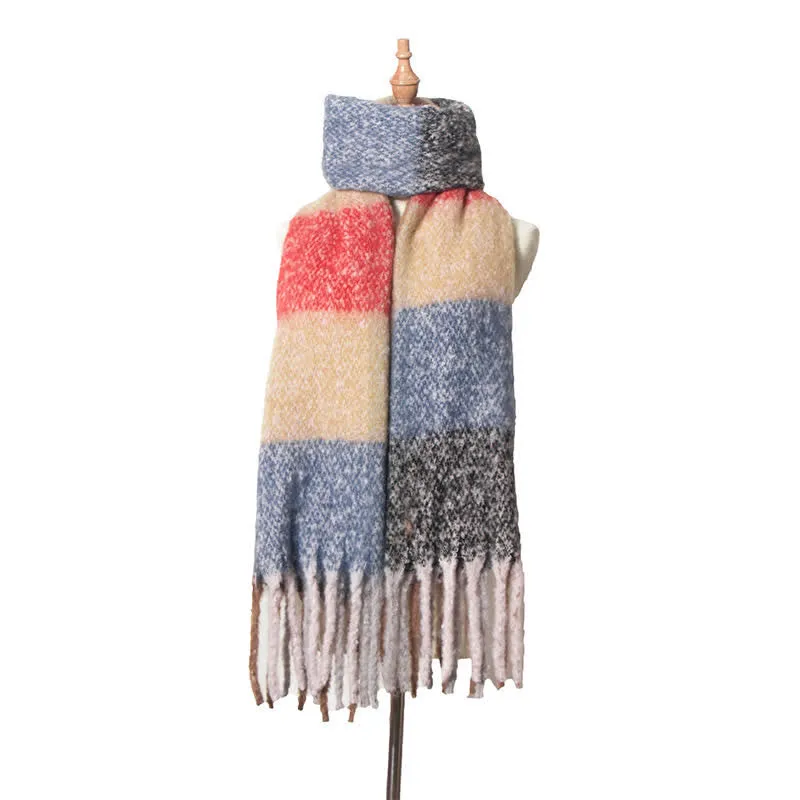 Unisex Oversized Color Block Tassels Roving Scarf sold by FloralTrip product image thumbnail 2