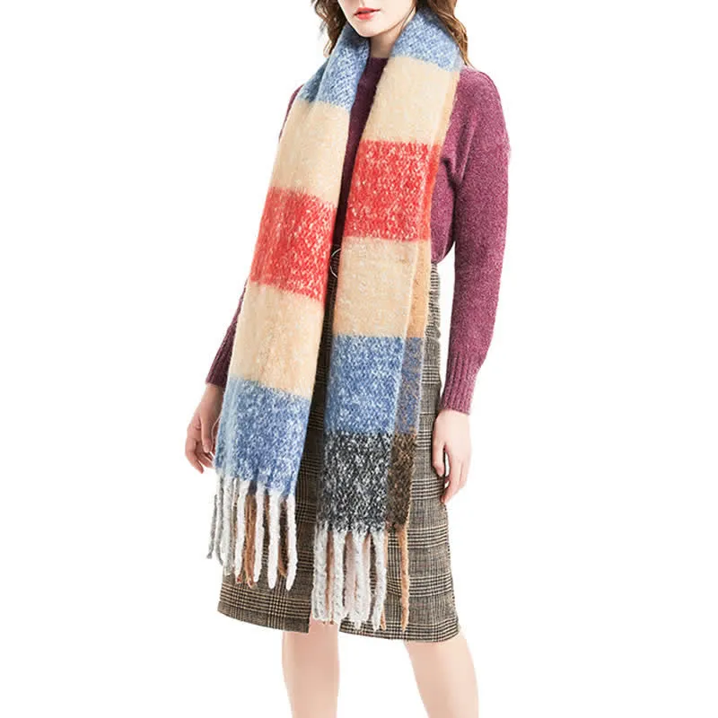 Unisex Oversized Color Block Tassels Roving Scarf sold by FloralTrip product image thumbnail 3