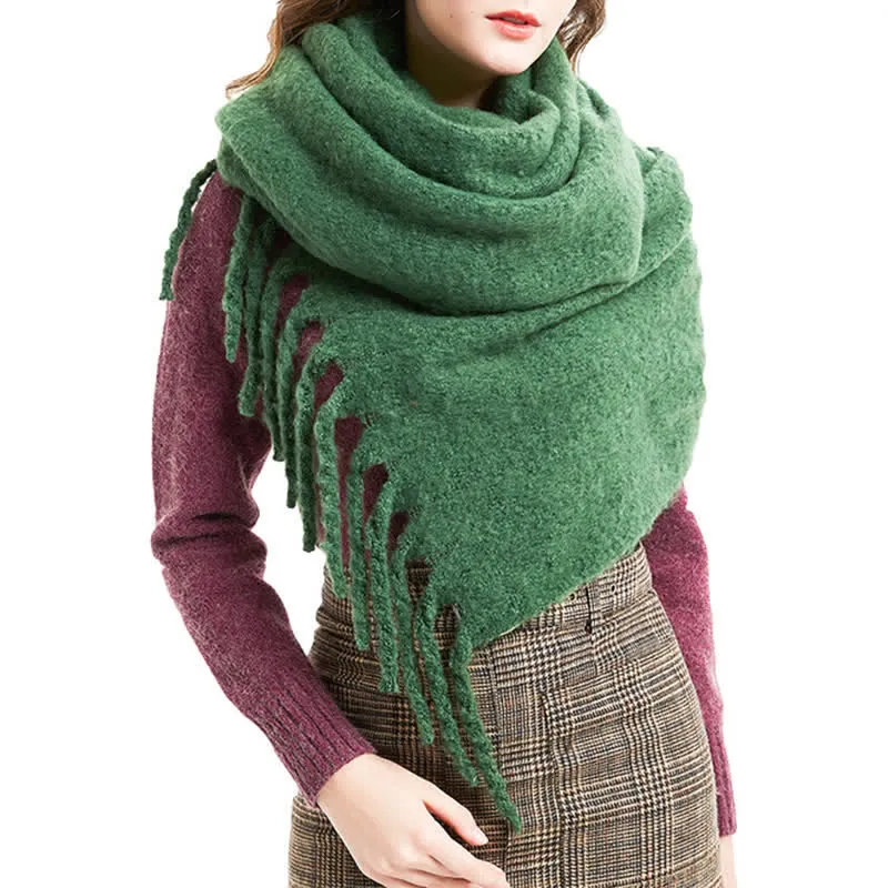Unisex Warm Pure Color Thickened Tassels Roving Scarf sold by FloralTrip product image thumbnail 3
