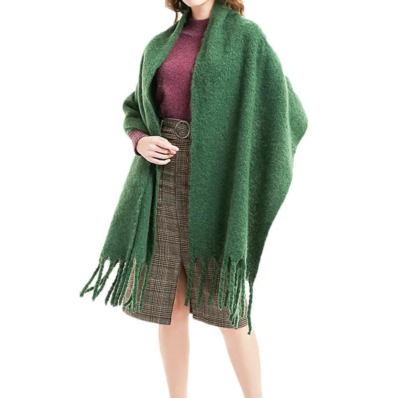 Unisex Warm Pure Color Thickened Tassels Roving Scarf sold by FloralTrip product image thumbnail 4