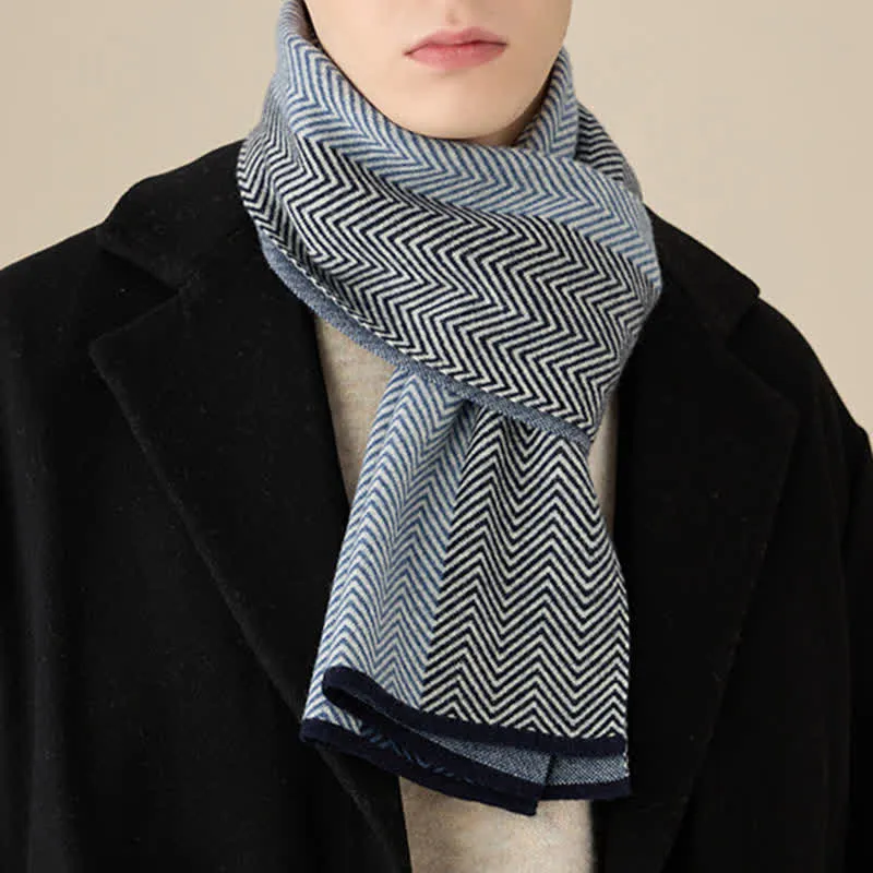 Men's Luxurious Herringbone Cozy Soft Wool Scarf sold by FloralTrip product image thumbnail 4