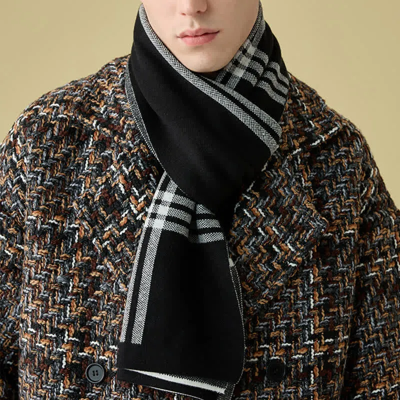Men's Simple Striped & Plaid Patterned Wool Scarf sold by FloralTrip product image thumbnail 3