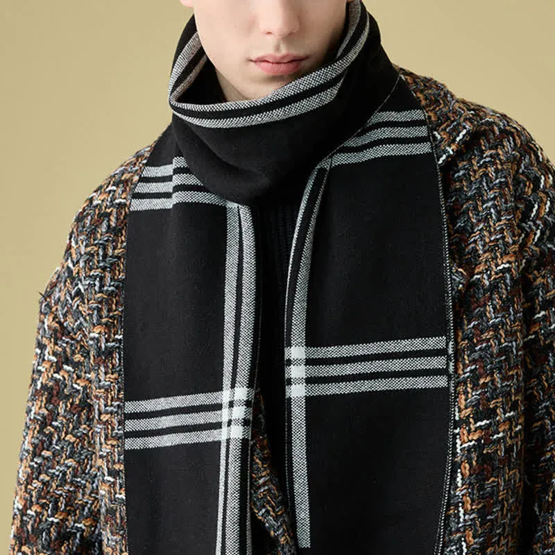 Men's Simple Striped & Plaid Patterned Wool Scarf sold by FloralTrip product image thumbnail 4