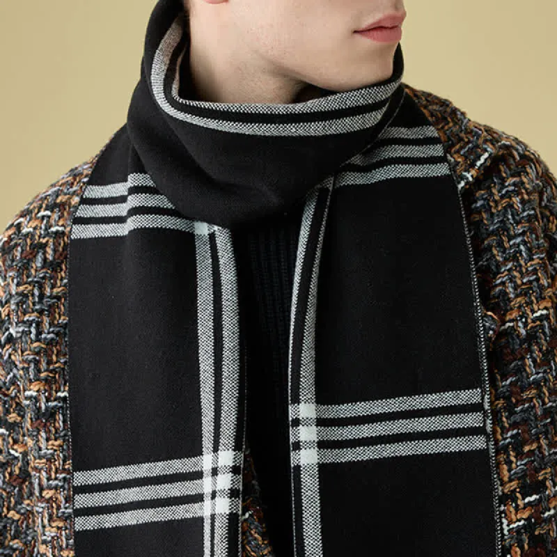 Men's Simple Striped & Plaid Patterned Wool Scarf sold by FloralTrip