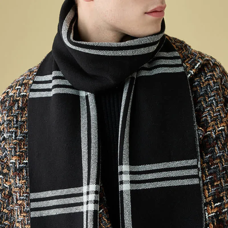 Men's Simple Striped & Plaid Patterned Wool Scarf sold by FloralTrip