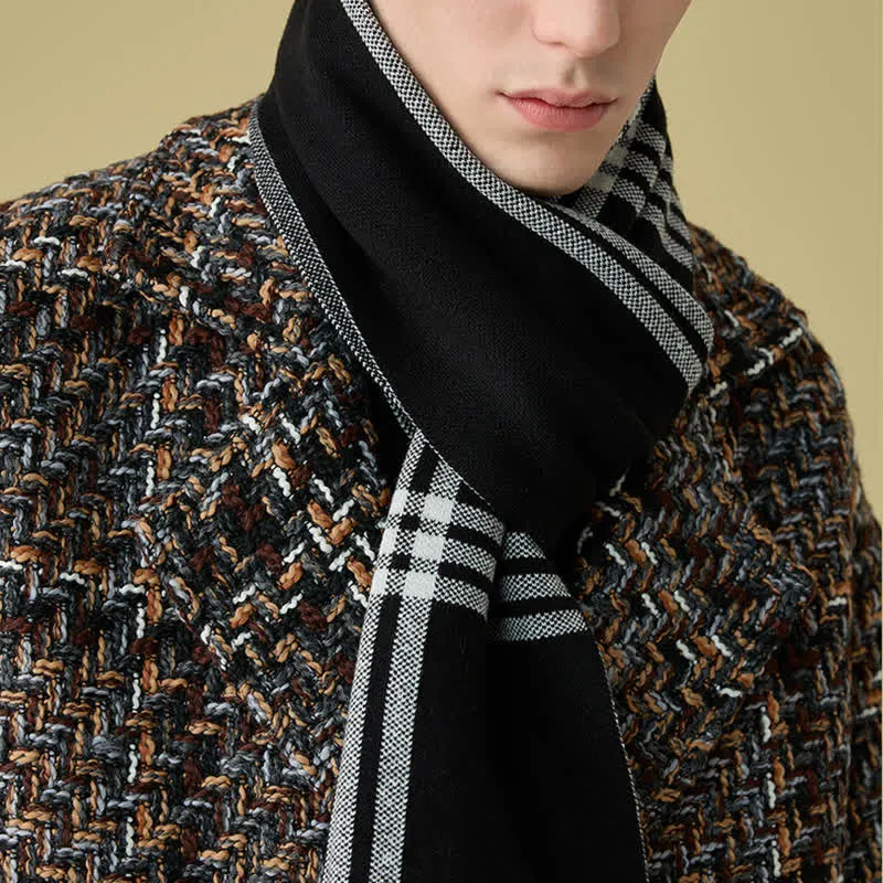 Men's Simple Striped & Plaid Patterned Wool Scarf sold by FloralTrip product image thumbnail 5