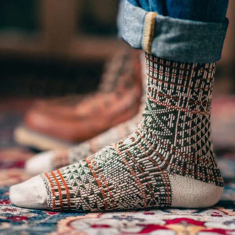 Fashion Colorful Diamond Line Pattern Cotton Crew Socks sold by FloralTrip