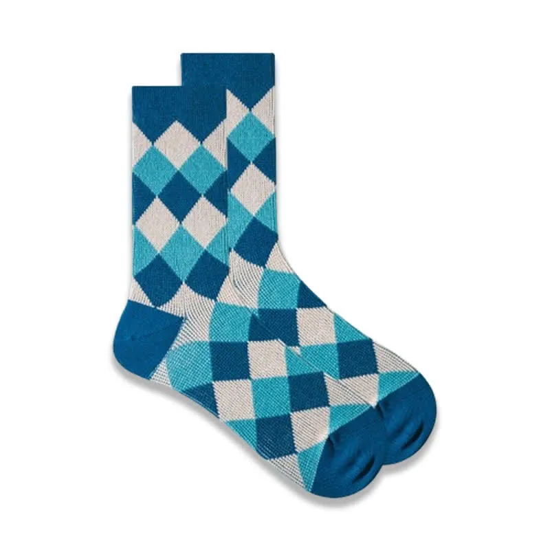 Fun Art Diamond Pattern Cotton Crew Socks sold by FloralTrip product image thumbnail 2