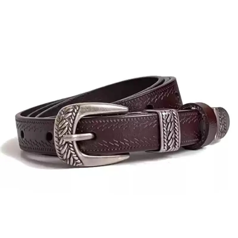 Women's Casual Decorative Carved Buckle Leather Belt sold by FloralTrip