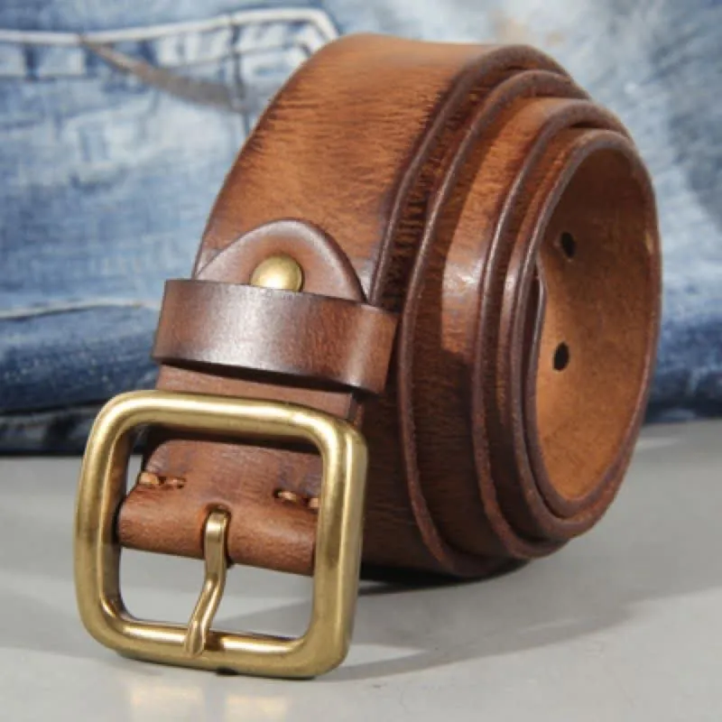 Simple Chic Vintage Brass Square Buckle Leather Belt sold by FloralTrip