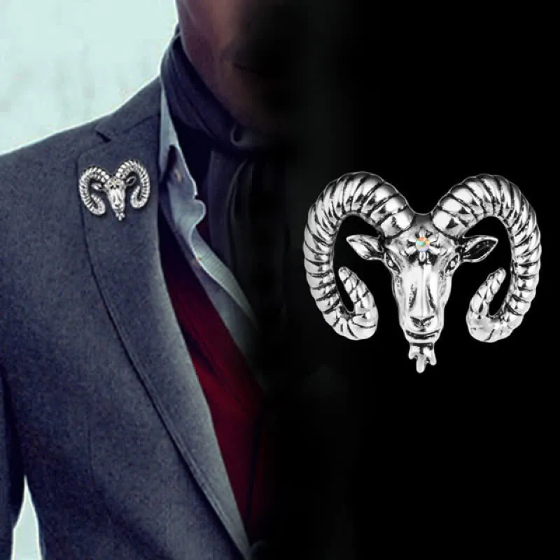 Men's Rams Head Animal Accessories Brooch sold by FloralTrip