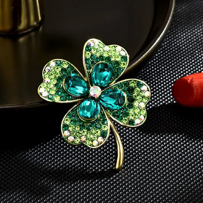 Women's Green Lucky Four Leaf Clover Brooch sold by FloralTrip