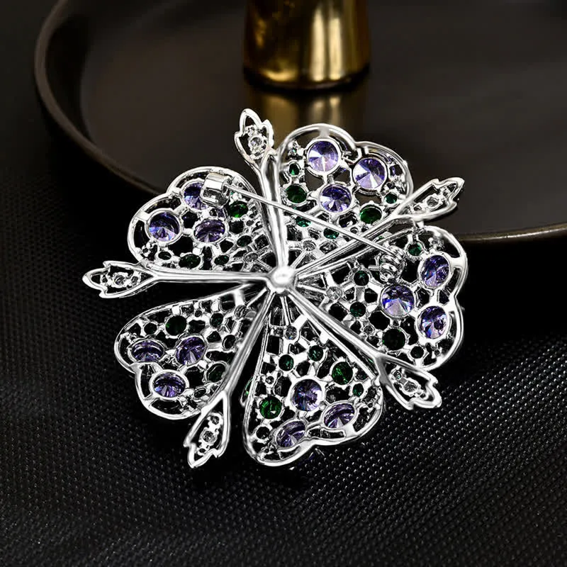 Women's Elagant Floral Colored Zircon Pearl Brooch sold by FloralTrip product image thumbnail 4