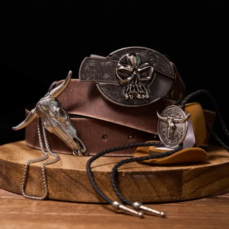 Skull DIY Hidden Knife Belt Buckle Longhorn Pendant Cow Bolo Tie Bundle Set sold by FloralTrip