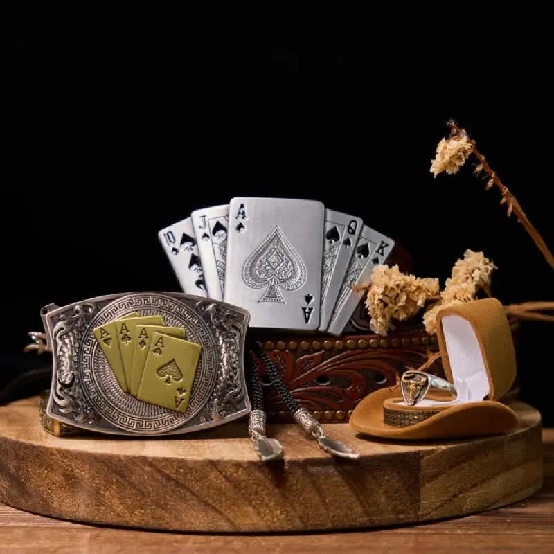 Lucky Poker DIY Hidden Knife Belt Buckle Lighter Buckle Bull Ring Bundle Set sold by FloralTrip