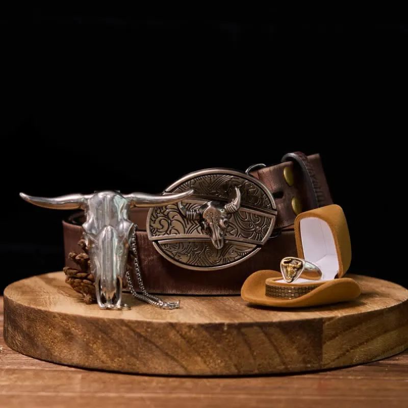 Longhorn Bull DIY Hidden Knife Belt Buckle Pendant Ring Bundle Set sold by FloralTrip