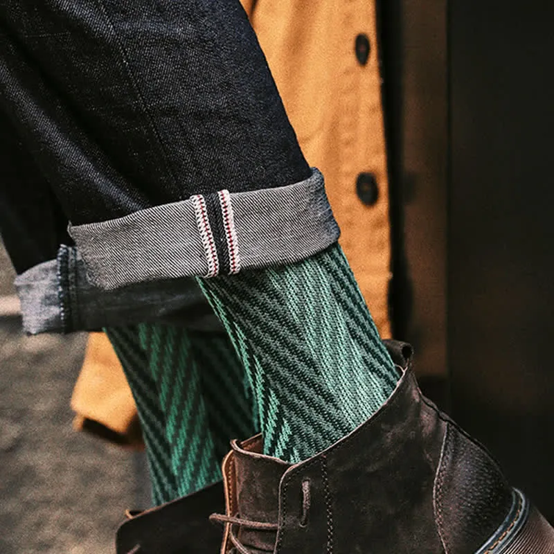 Two Tone Zigzag Printed Weekend Style Cotton Crew Socks sold by FloralTrip product image thumbnail 4