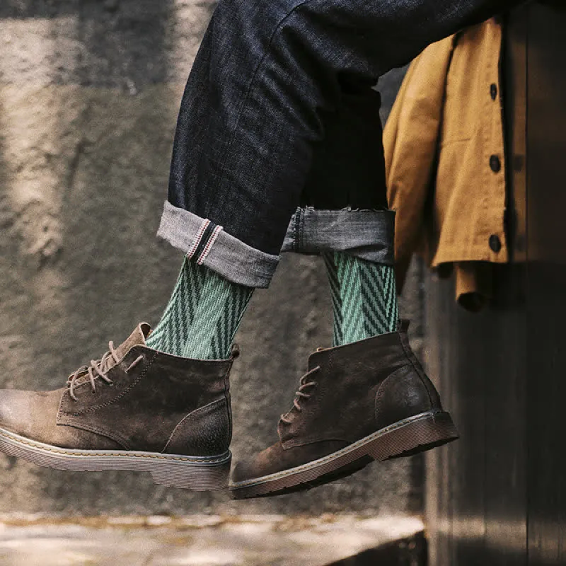 Two Tone Zigzag Printed Weekend Style Cotton Crew Socks sold by FloralTrip