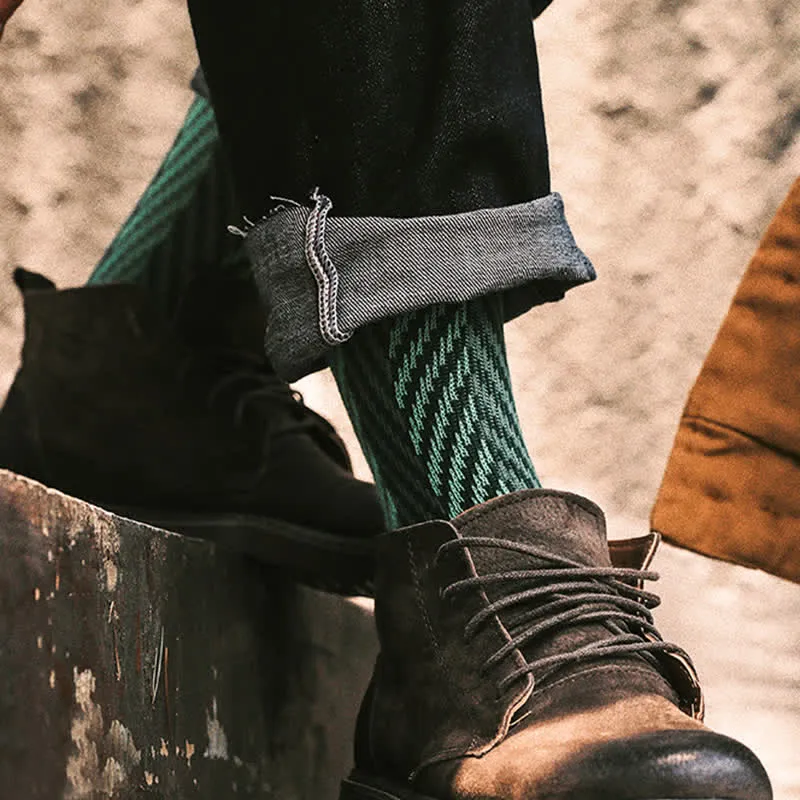 Two Tone Zigzag Printed Weekend Style Cotton Crew Socks sold by FloralTrip product image thumbnail 3