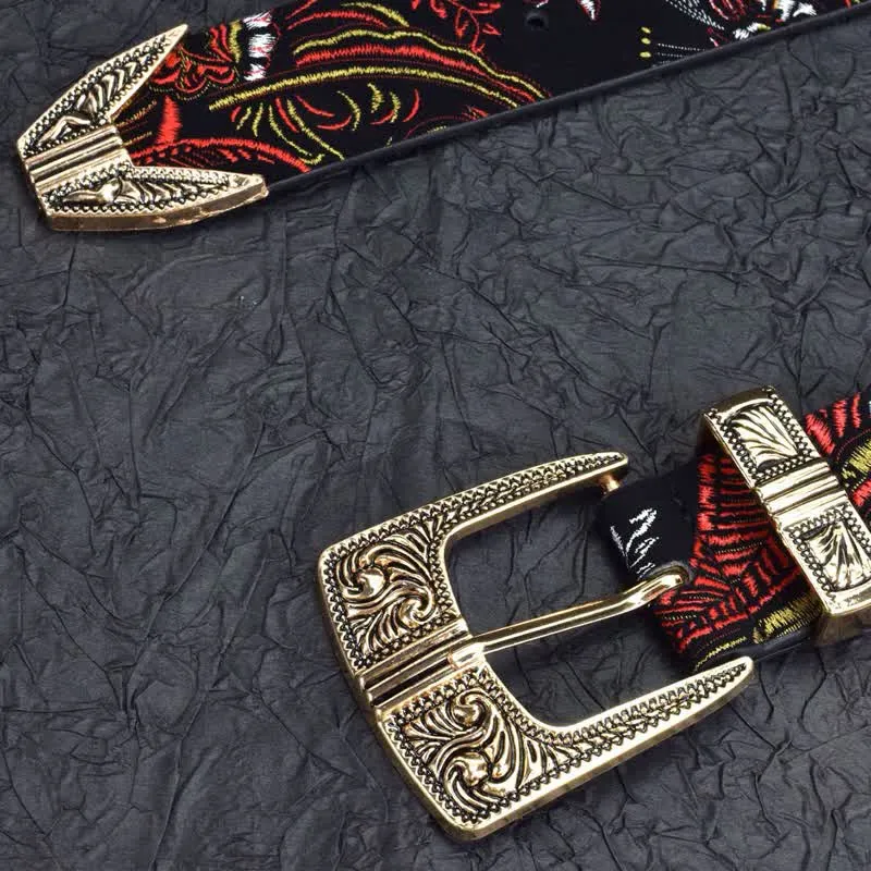 Women's Embroidered Colorful Floral Patterns Leather Belt sold by FloralTrip product image thumbnail 3