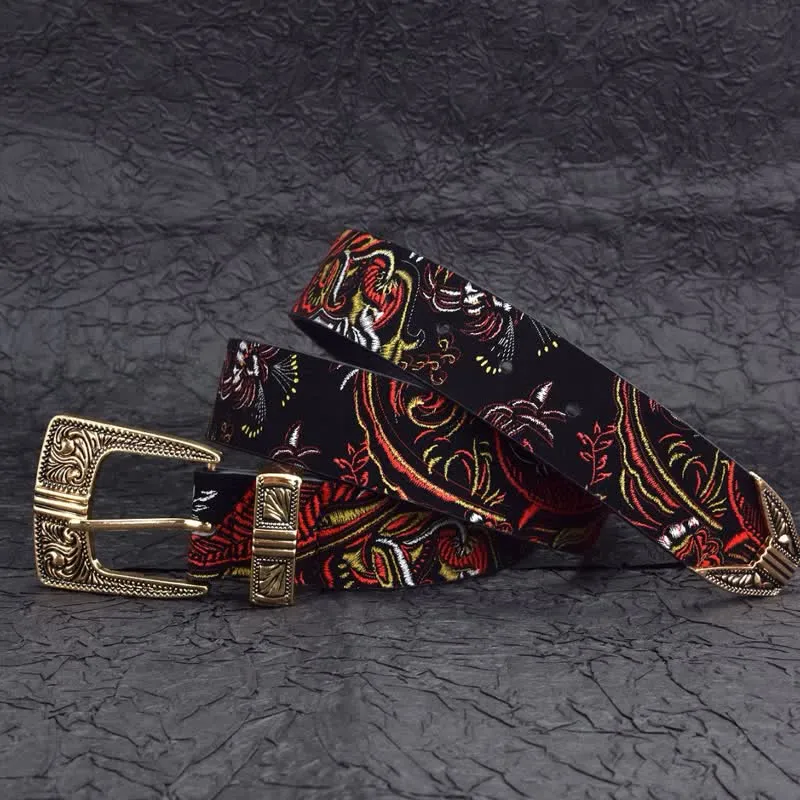 Women's Embroidered Colorful Floral Patterns Leather Belt sold by FloralTrip product image thumbnail 2