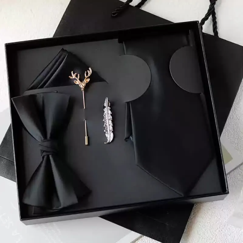 5Pcs Men's Solid Color Black Burgundy Bow Ties Gift Box sold by FloralTrip