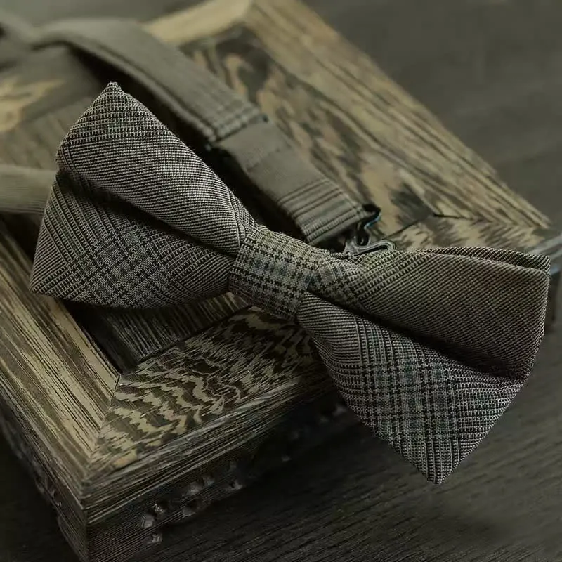 5Pcs Men's Vintage Coffee Brown Plaid Bow Ties Gift Box sold by FloralTrip product image thumbnail 4