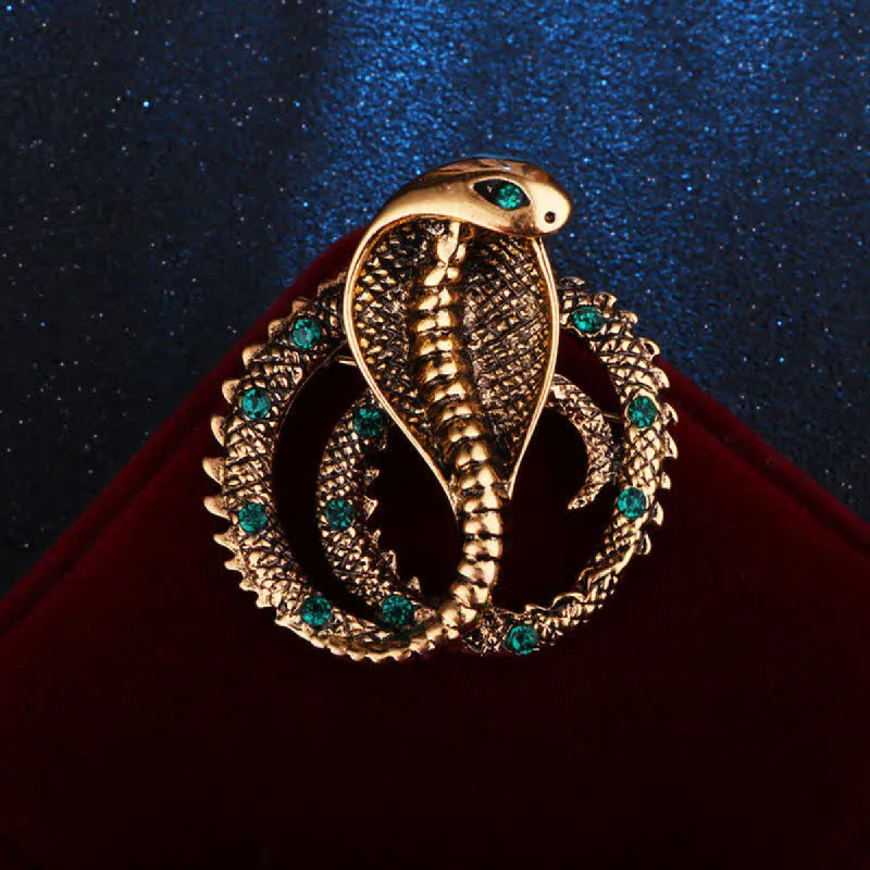 Unisex Original Retro Cobra Rhinestone Brooch sold by FloralTrip
