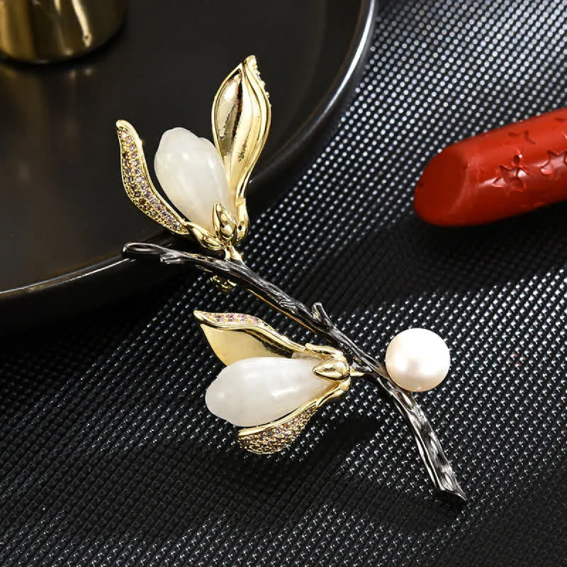 Women's Magnolia Luxury Imitation Pearl pin Brooch sold by FloralTrip