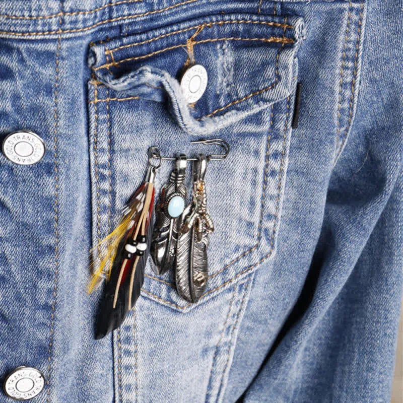 Unisex Bohemian Indian Ethnic Feather Brooch sold by FloralTrip