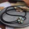 Ancient Blue Turquoise Enamel Flower Bolo Tie sold by FloralTrip