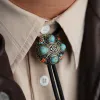 Ancient Blue Turquoise Enamel Flower Bolo Tie sold by FloralTrip