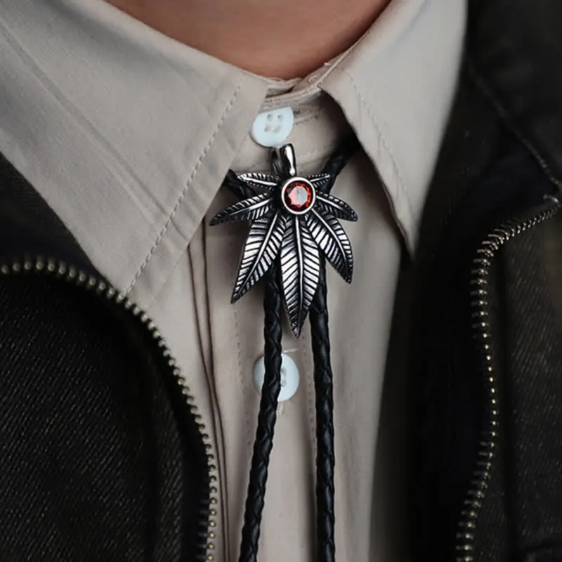 Punk Western Cowboy Maple Leaf Shaped Bolo Tie sold by FloralTrip