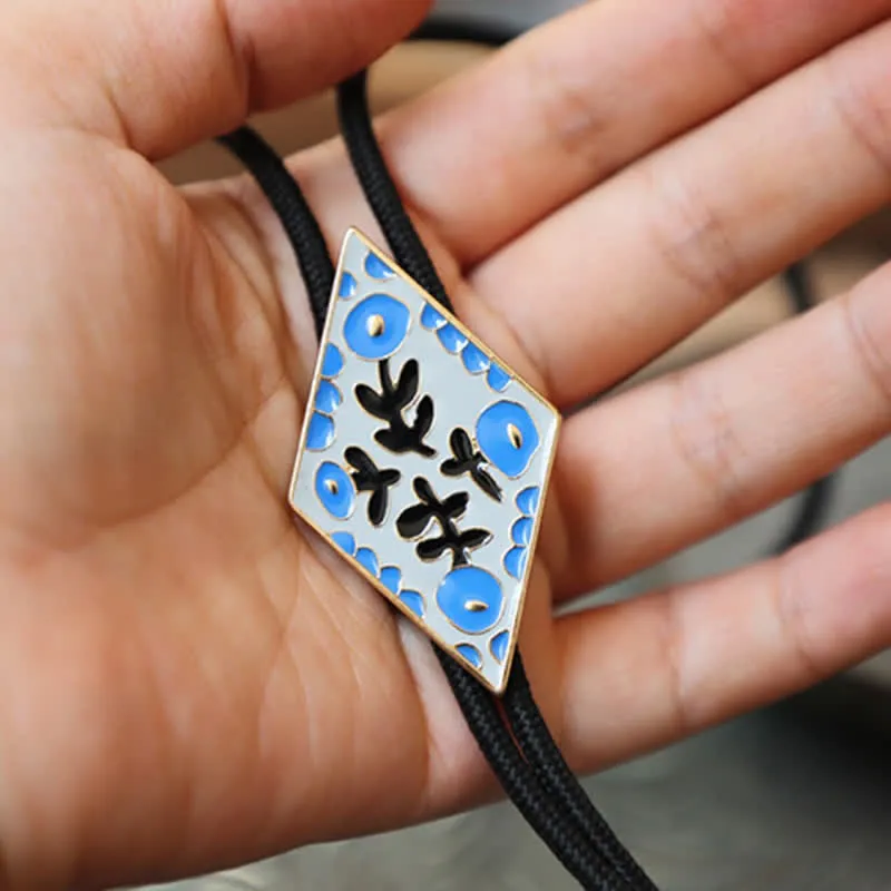 Colorful Small Flower Retro Rhombus Bolo Tie sold by FloralTrip product image thumbnail 3