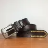 Vintage Retro Bronze Circle Rivets Studded Leather Belt sold by FloralTrip