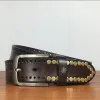 Vintage Retro Bronze Circle Rivets Studded Leather Belt sold by FloralTrip