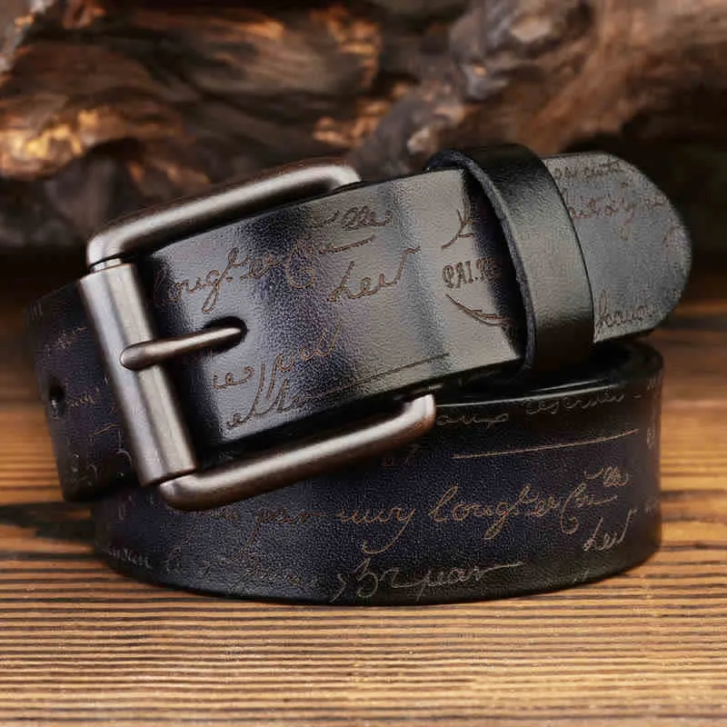 Retro Embossed Letter Pattern Four Colors Available Leather Belt sold by FloralTrip product image thumbnail 5