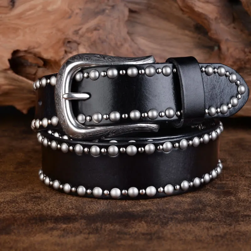 Round Rivets Studded Gothic Clothing Accessories Leather Belt sold by FloralTrip