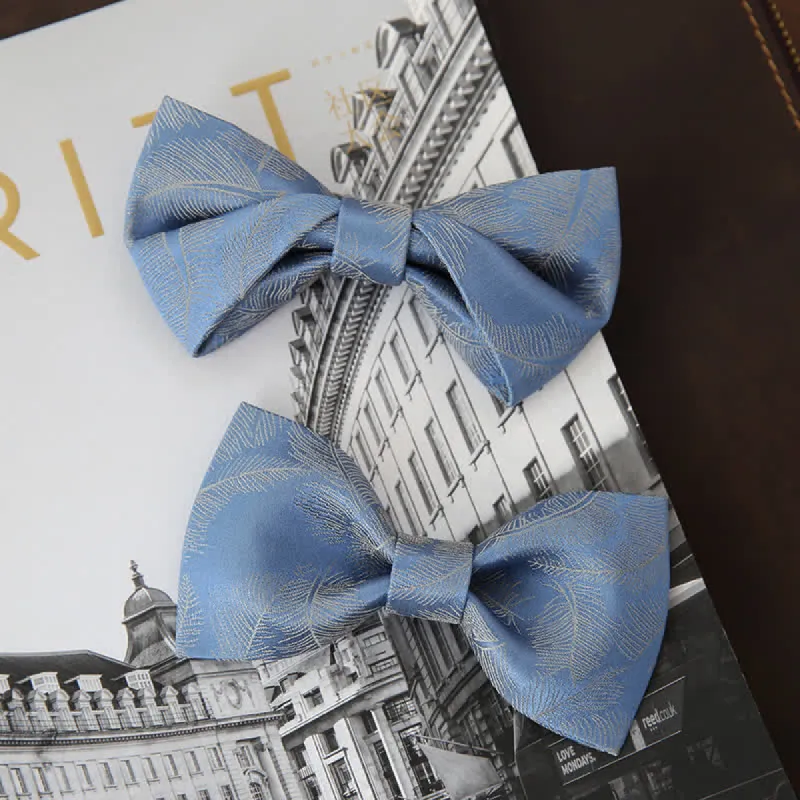 Men's Light Sky Blue Subtle Feather Printed Bow Tie sold by FloralTrip