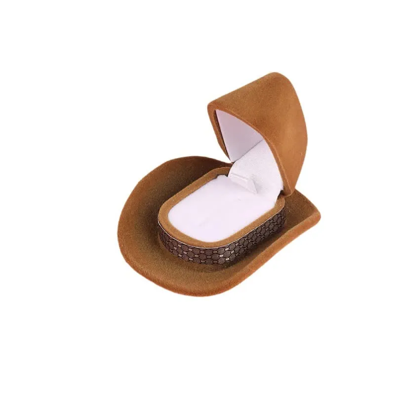 Western Cute Cowboy Hat Velvet Ring Box sold by FloralTrip