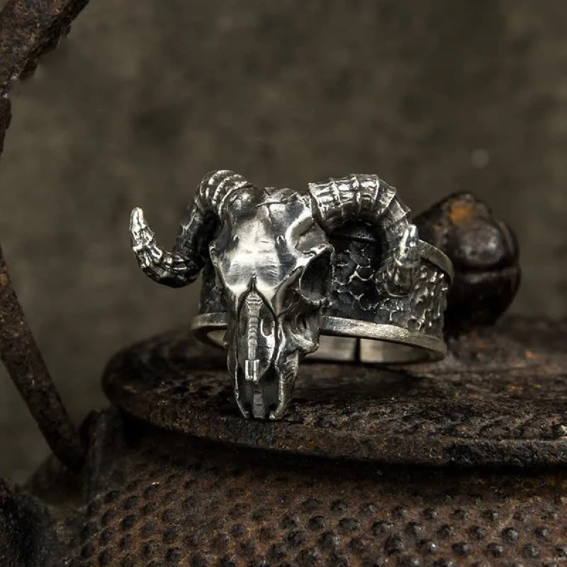 Men's Devil Hell Ghost Goat Opening Adjustable Ring sold by FloralTrip