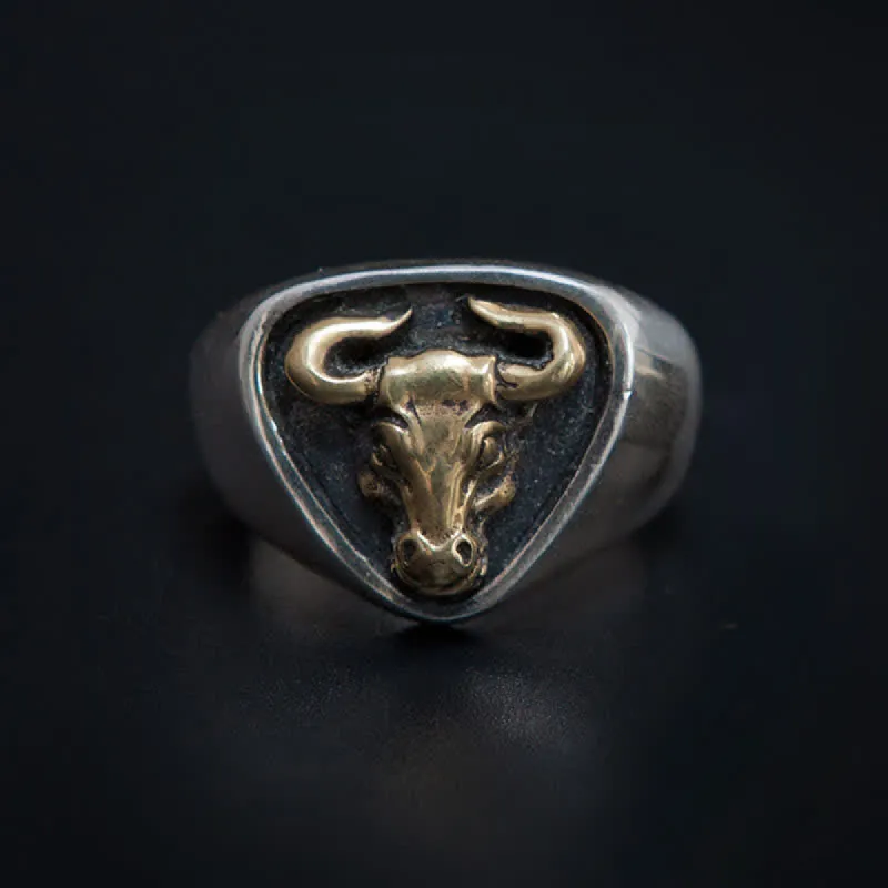 Men's Domineering Rock Bull Horse Totem Opening Adjustable Ring sold by FloralTrip