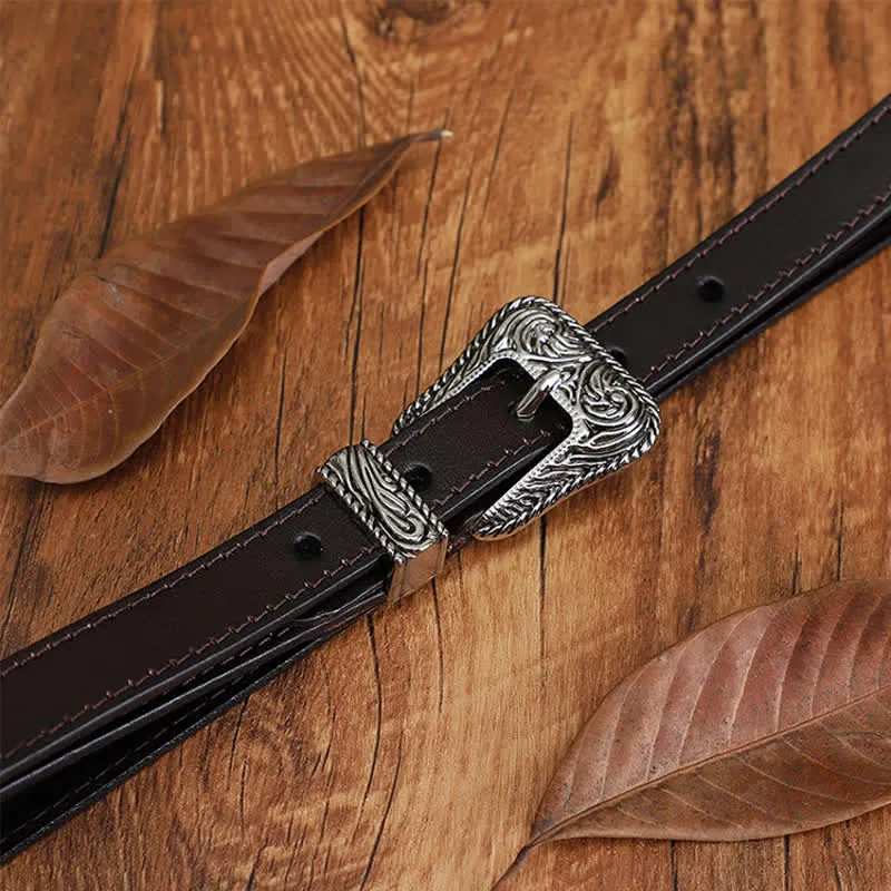 Classic western Versatile Design Slim Cowhide Leather Belt sold by FloralTrip product image thumbnail 4