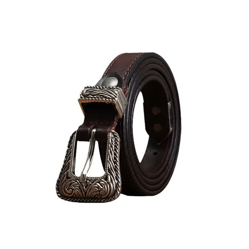 Classic western Versatile Design Slim Cowhide Leather Belt sold by FloralTrip