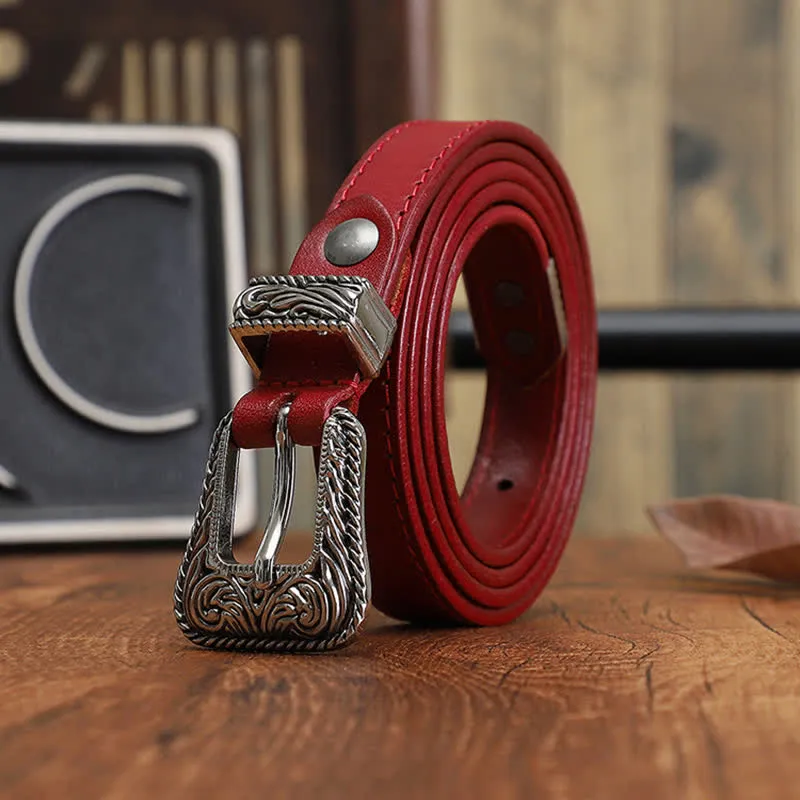 Classic western Versatile Design Slim Cowhide Leather Belt sold by FloralTrip product image thumbnail 5