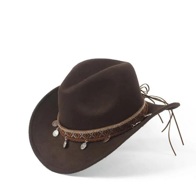 Retro Wide Brimmed Braided Rope Band Cowboy Hat sold by FloralTrip product image thumbnail 2