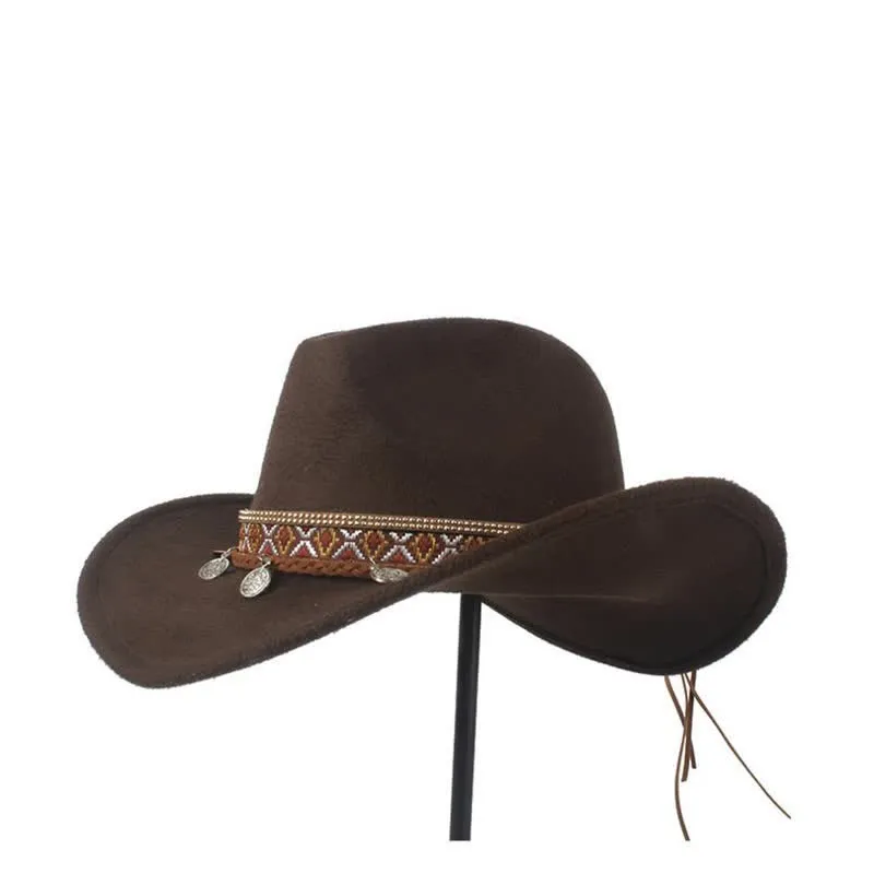Retro Wide Brimmed Braided Rope Band Cowboy Hat sold by FloralTrip product image thumbnail 3