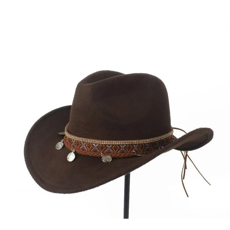 Retro Wide Brimmed Braided Rope Band Cowboy Hat sold by FloralTrip